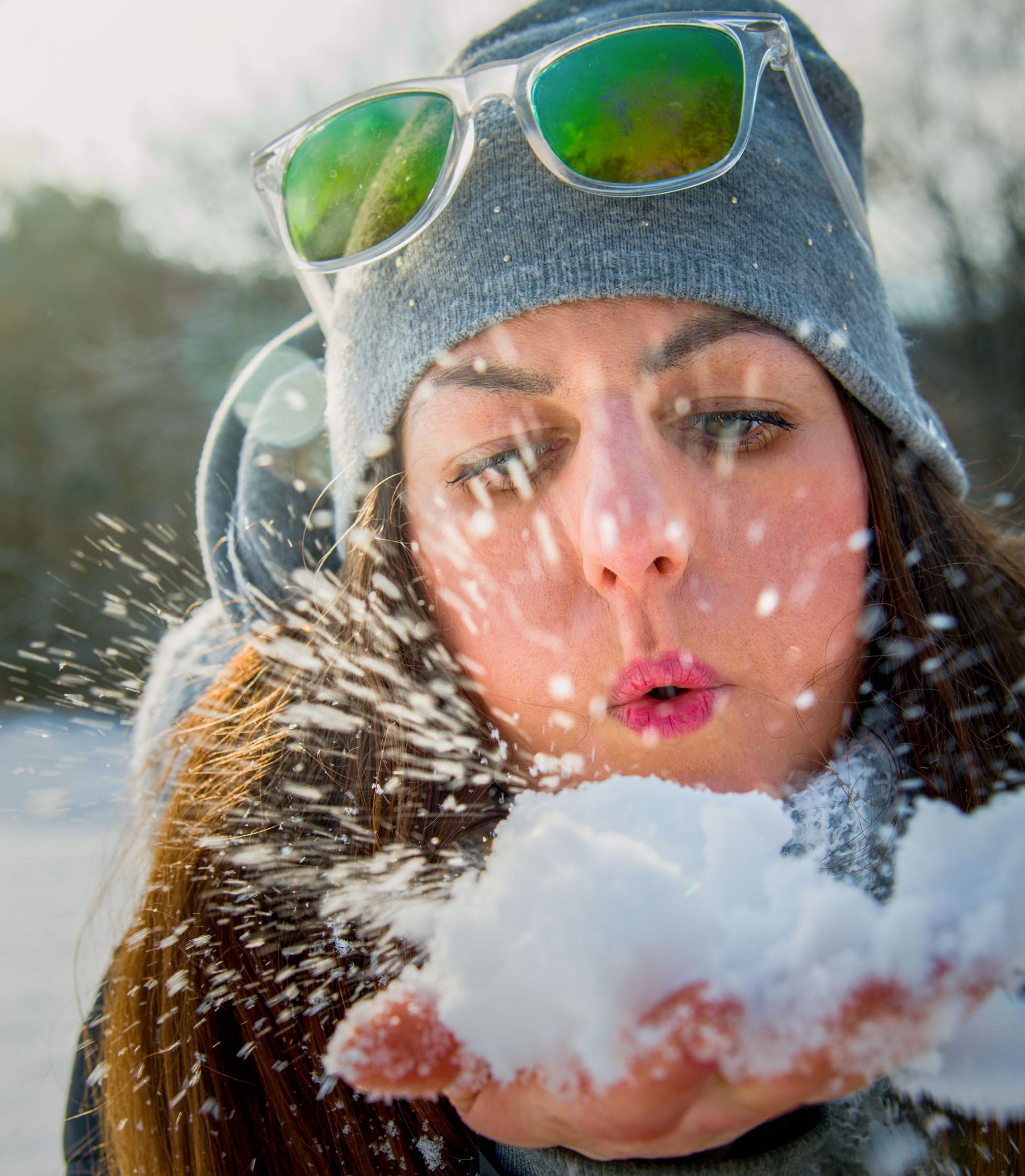 Winter portrait with snow